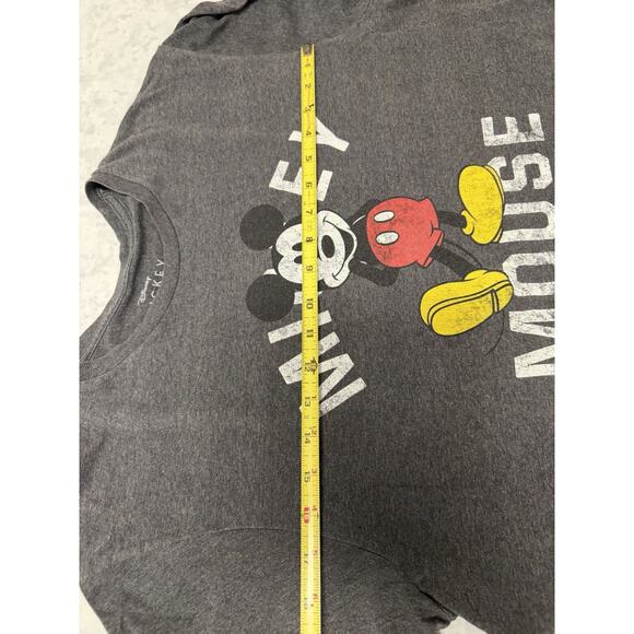 Mens Dark Grey Size Large Mickey Mouse Short Sleeve Tee W/ Measurements - Picture 8 of 8